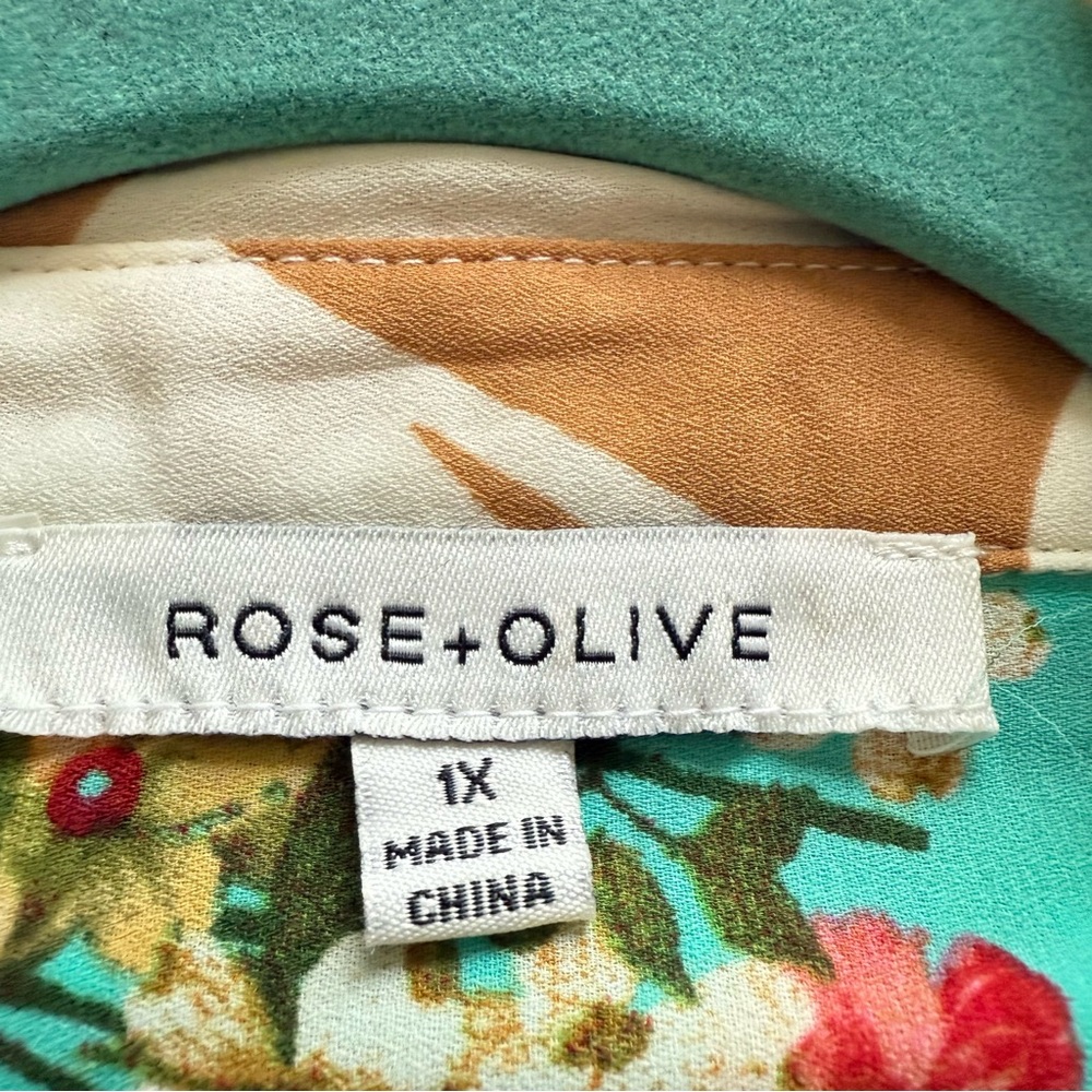 Rose+Olive Flowy Button Front Patchwork Tunic Blo… - image 5